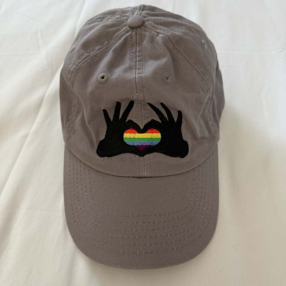 Valucap VC300 Grey Pride Rainbow Heart Hands Embroidered Dad Hat